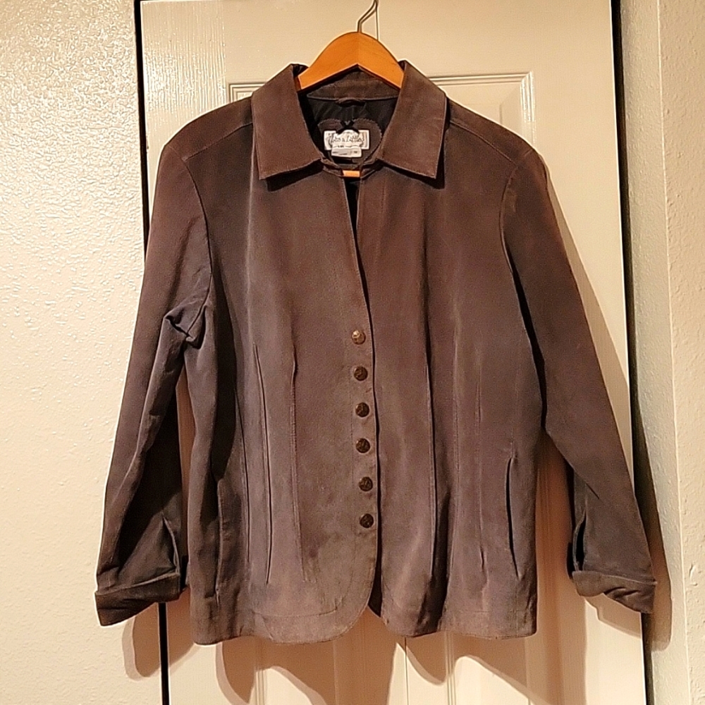Womens Gray Leather Jacket